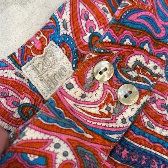 120% Lino Linen Wide Leg Trouser Pants Women’s Paisley Size 42 Pink Purple Red - Picture 6 of 17